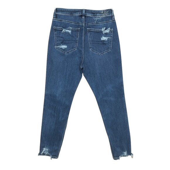 AMERICAN EAGLE Strigid High-Rise Distressed Mom Jeans with Floral Embroidery - Picture 5 of 13